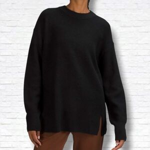 Lululemon Merino Wool-Blend Black Ribbed Crewneck Sweater Size 2/Small